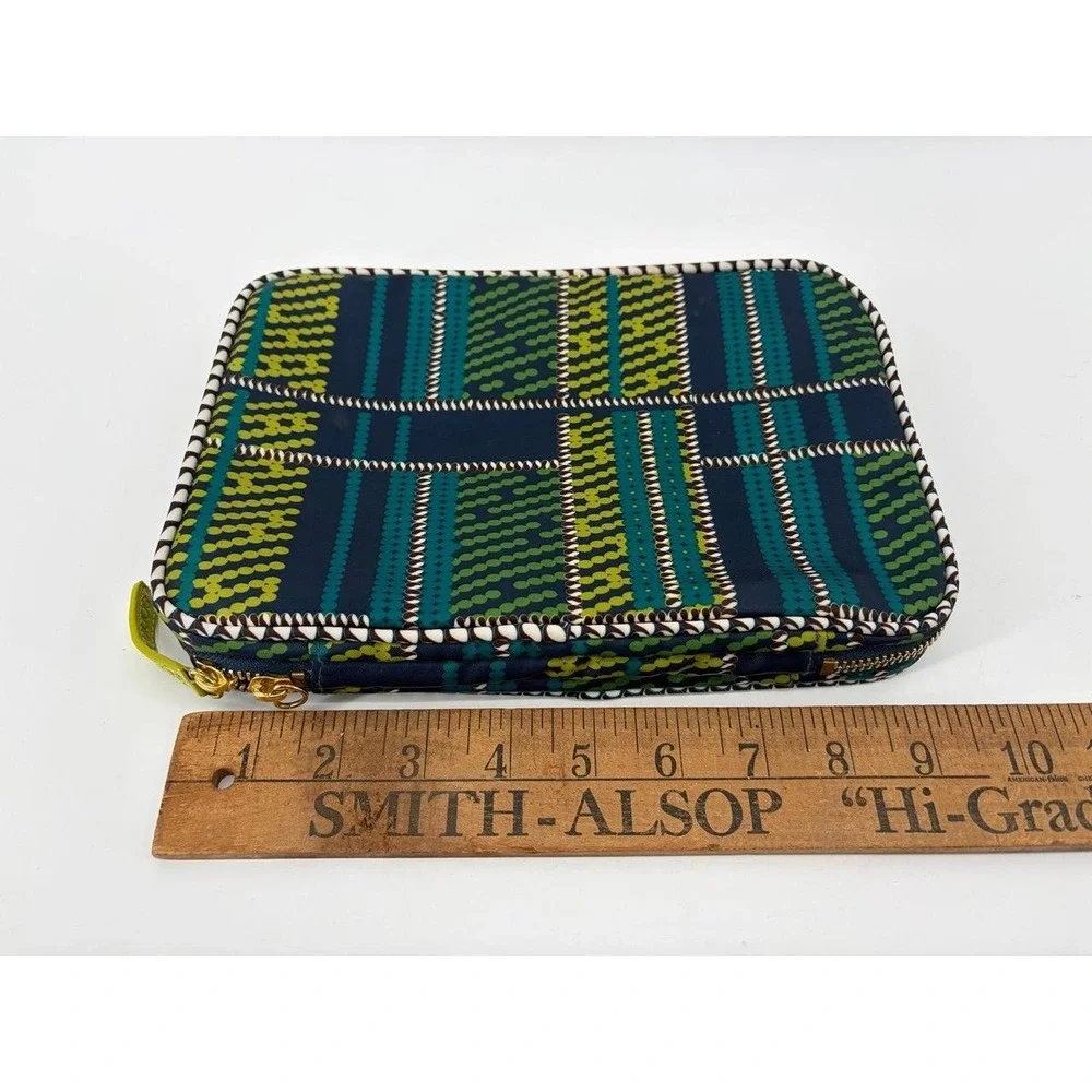 Sonia Kashuk Blue/Teal/Green Cosmetic Case Small Zip Organizer, Plaid Bag Pouch